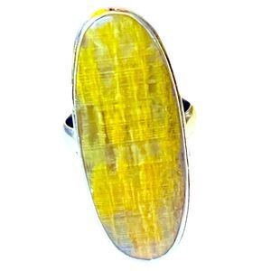 New Artisan Rare Natural Green Onyx Stone 925 Sterling Silver Oval Ring